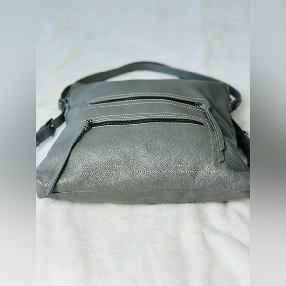 Botkier Gray Pebbled Leather Chelsea Convertible Hobo Backpack or Shoulder Bag - Picture 7 of 12